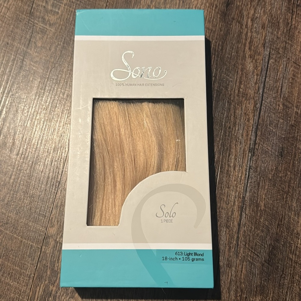 100% Human Hair Extensions Sono Solo 1 Piece Light Blond 18in 105 grams